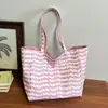Bolsa Grande Versátil Estilo Coreano Estilo Perezoso de Nailon a Cuadros Frescos Doble Cara Bolsa Tote Dulce Estampada para Mujer