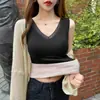 Tops Calientes para Mujer, Camisolas Gruesas de Terciopelo, Camisolas de Encaje para Mujer con Almohadillas en el Pecho, Tops Ajustados, Camisetas Interiores para Invierno