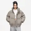 Chaqueta de Algodón con Cuero PU Escarchado Invierno Peso Pesado Cuello Alto Ropa de Abrigo para Hombres y Mujeres Engrosada Cálida Holgada Chaqueta de Cuero y Algodón Casual Chaqueta Acolchada