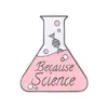 Novo criativo laboratório químico frasco cônico microscópio amor tubo de ensaio molecular personalidade emblema de metal versátil