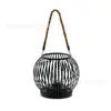 Lámpara Solar Rayada de Hierro Transfronteriza Estilo Europeo Simple para Jardín de B&B Patio Lámpara de Hierro Rayada Negra Portátil