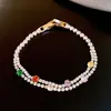 Pulseira Estrelada de Pedras Preciosas Arco-Íris Kardashian, Pulseira Estilo High-End de Luxo Leve, Joia Fashion Estilo Dopamine Ins para Mulheres