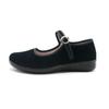 Yongshu Usa un Talud con Zapatos Negros de Tela del Viejo Pekín para Mujer, Zapatos de Suela Moldeada por Inyección con Hebilla Diaria de Gamuza, Tacones de Cuña de Punta Redonda, Negro