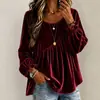 Ropa Femenina Transfronteriza Europea y Americana Amazon Otoño e Invierno Nuevo Color Sólido Terciopelo Cuello Redondo Manga Larga Holgado Irregular Plisado Top