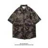 Camisa Floral Estilo Hawaiano para Hombre de Manga Corta Verano Delgada Tailandesa Moderna Japonesa Holgada Camisa de Vacaciones para Playa