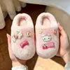 Pantuflas de algodón para niñas, pantuflas de interior antideslizantes para niños de otoño e invierno, diseño lindo de gato, cálidas, adecuadas para que las usen juntas niñas y padres.