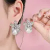 Pendientes de Flor de Lirio con Diamantes Completos y Perlas de Nuevo Estilo, Pendientes de Moda Elegantes y Modernos, Pendientes de Lujo Ligero y de Alta Gama al por Mayor