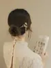Pendente de Pérola com Folha Vintage Estilo Chinês Grampo de Cabelo Roupas Chinesas Agulha de Cabelo Versátil Elegante Simples Liga de Metal Adereço de Cabelo Cheongsam