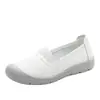 Sapatos Slip-On Brancos da Mamãe para Mulheres, Temporada de Primavera, Solado Macio, Antiderrapante, Confortáveis, Sapatos Planos de Couro para Meia-Idade e Idosos, Boca Rasa