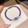 Galáxia Névoa Roxa~Pulseira com Pingente de Flor de Zircônia Gota d'Água Estilo Minimalista Coreano Ins Pulseira Joia de Luxo Leve de Alta Qualidade