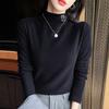 Camisa de Veludo Dupla Face Quente Estilo Estrangeiro Outono e Inverno Camisa Base de Manga Comprida Camiseta Feminina de Gola Meia Alta Ombro Feminino Interior Slim-fit Top