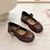 Sapatos Mary Jane de Couro Retrô para Meninas 2026 Primavera/Outono Novo Estilo Britânico Solado Macio Moderno Versátil Estudante Simples Sapatos de Uma Cor