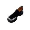 Versión Piel de Oveja Plataforma Vintage Suela Gruesa Mocasines Aumentados Zapatos Pequeños Simples de Cuero Esmerilado para Mujer