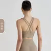 Top de yoga transfronteiriço com design de costas cruzadas, sutiã esportivo à prova de choque e com suporte, top fitness