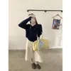 Cárdigan de Punto Redondo Bordado de Gato Kt Color Helado de Lisa con Estilo Suave y Chaqueta Suéter con Etiqueta de Cuello