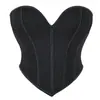 Top Tubo Preto Fosco para Mulheres, Sexy Top Palaciano, Lindo Top Tubo em Formato de Coração, Body Modelador Ombro a Ombro