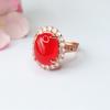 Anillo de Ágata Roja Natural Guan Yu Rojo Sangre de Paloma Calcedonia Anillo Femenino Venta al por Mayor de Fábrica Dropshipping S3100801