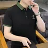 Camisa de Manga Corta Bordada Simple de Moda para Hombre, Camiseta de Manga Media Fina de Verano, Ropa Casual para Hombre, Camisa Polo para Hombre