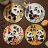 Mantel Individual Aislante para Mesa de Comedor del Hogar, Posavasos Redondo de Panda Comiendo Bambú, Mantel Absorbente para Mesa de Café, Posavasos Antideslizante Antiescaldado, Mantel para Tazón y Plato