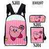 Nova Bolsa Transfronteiriça 3D Estrela Kabi Kirby Impressão a Cores Conjunto de Três Peças Mochila Escolar de Tecido Oxford para Homens e Mulheres