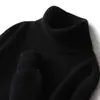 Suéter de cuello alto para hombre, suéter de punto 100% lana pura, jersey de invierno, talla grande, suéter de cachemir engrosado, cálido y acogedor