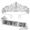 Nueva Corona de Fiesta de Cumpleaños Banda para el Hombro Cinta de Reina Set Accesorios para el Cabello de Reina para Niña Tocado En Stock