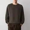Moletom Mokamke masculino casual elegante de cor sólida com gola redonda, coleção outono 2026, moletom masculino básico simples 55975