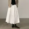 Corea del Sur chic Primavera Estilo francés elegante cintura alta cobertura cruzada adelgazante color liso versátil falda plisada línea A falda larga para mujer