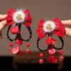Horquilla de Felpa con Borla de Año Nuevo Accesorio para el Cabello con Lazo Infantil Horquilla Roja Atmosférica para Niñas Accesorio para el Cabello Estilo Antiguo Hanfu
