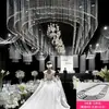 Accesorios de Techo para Bodas Marco de Cristal Bastidor de Cuentas de Posicionamiento Anillo Redondo Forma de Arco Decoración Superior para Lugar de Boda en Hotel
