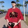 Camiseta de Manga Curta Estilo Americano com Estampa Dreadlock para Homens, Tendência de Verão Resistente Moda de Rua Versátil Camiseta de Cinco Pontos