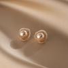Pendientes de perlas en espiral, diseño de nicho femenino, pendientes de alta gama, estilo moderno 2024, pendientes de lujo ligeros con aguja de plata esterlina.