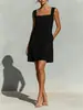 Vestido de Diseño Minimalista Cuadrado sin Mangas para Sitio Web Independiente Transfronterizo Europeo y Americano con Estilo Atemporal Sencillo y Elegante