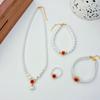 Joyería de Calcedonia Roja Natural Collar Degradado de Perlas Shijia Pulsera de Lujo Ligero con Micro-incrustaciones Rojas Chinas Accesorios de Alta Gama