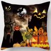 2022 Nueva Funda de Almohada Piel Naranja Melocotón para Halloween Funda de Cojín Estampado de Calabaza Productos para el Hogar
