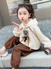 Conjunto de Primavera y Otoño para Niñas 2026 Nuevo Parche de Encaje Oso Ropa Infantil Sudadera de Primavera Elegante Conjunto de Dos Piezas para Niños