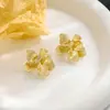 Pendientes Metálicos de Moda Creativa Estilo Ins Calados Corazón Estéreo Forma Geométrica Pétalos Estrella de Cinco Puntas Pendientes de Estilo Simple para Mujer
