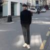 [Liquidación] Suéter pullover de media tortuga para hombre de otoño, estilo coreano, moderno, color sólido, abrigo para estudiante con forro polar suelto para hombre