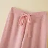 Pantalones de Punto de Pierna Ancha de Comercio Exterior para Mujer Otoño Invierno Ropa de Abrigo de Cintura Alta Pierna Recta Alargada Pantalones Casuales Fluidos de Longitud Completa...
