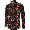 Nueva camisa de manga larga para hombre estilo europeo y americano con estampado digital, top casual con cuello para Navidad, otoño e invierno