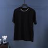 Camiseta de Algodón Suelta de Manga Corta con Bordado Floral y Letras Sánscritas, Estilo Callejero Europeo y Americano para Hombres de Tallas Grandes, Algodón con Lycra