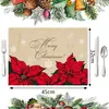 Navidad Transfronteriza Venta Caliente Nuevo Estilo Mantel Navideño Imitación Cáñamo Comida Restaurante Occidental Mantel Aislante de Calor Cocina Decorativo Mantel