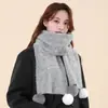Bufanda de Estilo Coreano Suave y Esponjosa con Pompón en Color Macarrón para Mujer, Otoño/Invierno Engrosada Protección contra el Frío Calidez, Calentador de Cuello Tejido Fresco para Estudiante