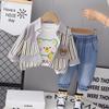 Roupas casuais de outono para bebês uma geração de 2023 Primavera e Outono novos meninos jaqueta vertical manga comprida maré de três peças
