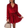 1821# Novo vestido de veludo com cadarço, manga sino, manga longa, para o trabalho, Amazon AliExpress