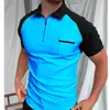 Verano Europeo y Americano Exportación Impresión 3D Hombro Descubierto Solapa Bolsillo con Solapa Pantalones Cremallera Camisa Polo Camiseta Manga Corta Ropa de Trabajo Camisa Polo