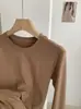 Camiseta de Manga Larga KEKEZOON 2026 Otoño Nueva Ajustada Color Sólido Camiseta Básica 9017