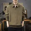Nueva colección de primavera: sudadera de peso pesado con cuello para hombre, top de punto retro de manga larga con media cremallera, tendencia primavera/otoño 2026