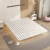 Cama flotante minimalista de moda 1,68 m Marco de cama de lujo ligero italiano sin cabecero, cama de hierro doble para apartamentos
