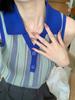 Estilo francés dulce y picante estilo POLO cuello color contraste sin mangas chaleco rayado para mujer verano chic sentido del diseño nicho top corto